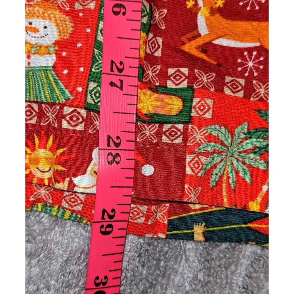 RJC Hawaiian Christmas Shirt Santa Surfing Aloha Holiday Party Red L Made in USA